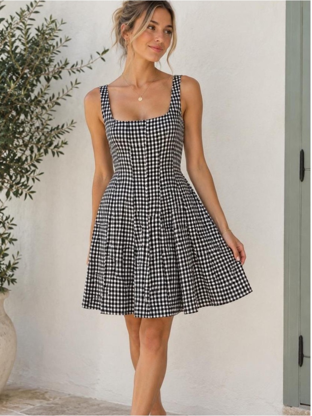 Bailey/44 Black White Gingham Print Dress Women’s 2
